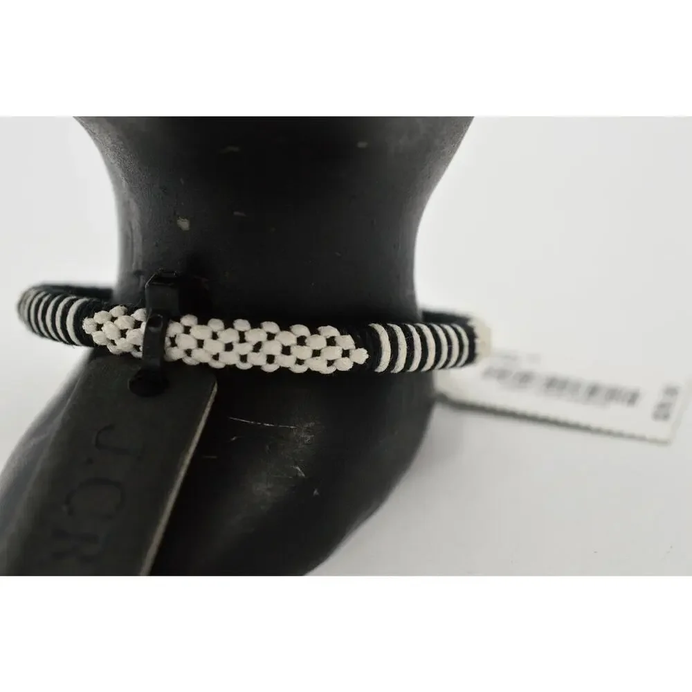 J Crew NWT Statement Cuff Bracelet Black White Friendship Fabric Unique Bin7